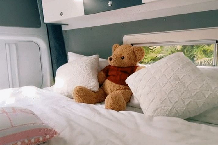 Ngoài ra, chiếc motorhome còn có một chiếc ghế ngồi rộng, một nhà vệ sinh mini, khu vực bồn rửa...và nhiều vật dụng như hộp đựng bánh và loa di động để Ngọc Trinh thư giãn khi đi cắm trại.