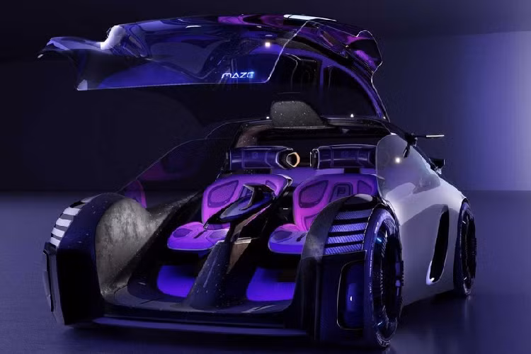 Nhằm tôn vinh thế giới thực và kỹ thuật số, nghiên cứu thiết kế táo bạo dự định mang lại niềm vui lái xe cho những chiếc xe điện thay vì chỉ đơn giản là trải nghiệm hành trình từ A đến B. Trung tâm của MG Maze là một hình thức bài trí quen thuộc đối với game thủ: một chiếc ghế dài/ghế sofa, một bộ điều khiển và một màn hình.