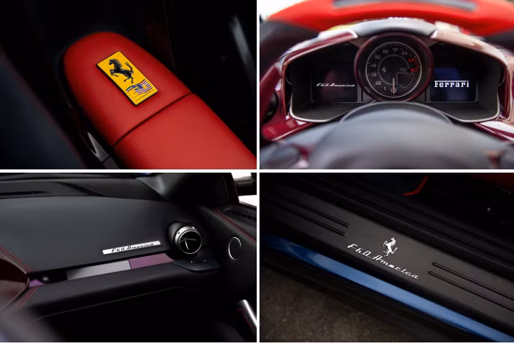 Logo phiên bản kỷ niệm cũng có thể được tìm thấy tại nhiều vị trí như tựa tay hay ốp bệ cửa bằng sợi carbon...