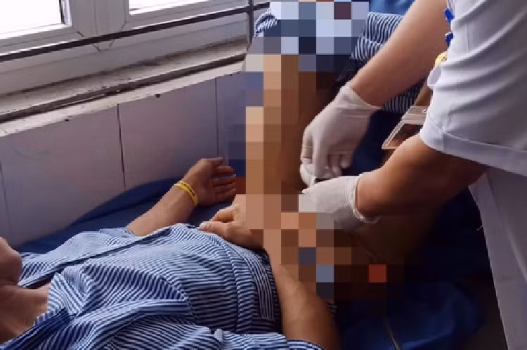 Nguoi dan ong nhap vien cap cuu vi vo vat hang