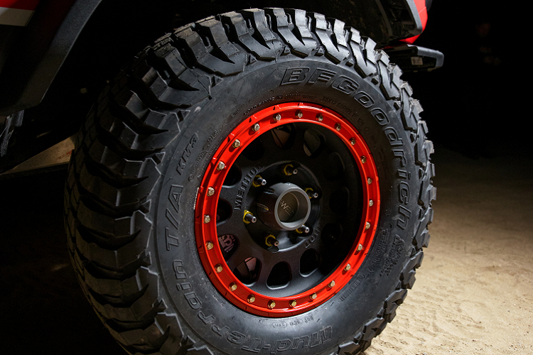 Ford Performance cung cấp hệ thống cản trước và sau bằng thép, tời Warn Zeon cùng đèn LED của thương hiệu Rigid phục vụ cuộc đua về đêm. Bộ khung chống lật rất chắc chắn đến từ thương hiệu Geiser Brothers kèm giá đỡ lốp dự phòng ở thùng sau. Bộ ghế đua của thương hiệu Recaro cho hạng mục off-road lần đầu tiên được FIA công nhận.