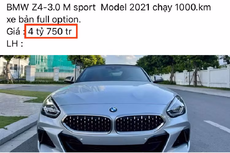 BMW Z4 M40i là phiên bản cao cấp nhất của thương hiệu xe Đức, chiếc xe này “đặt chân” tới Việt Nam vào tháng 9 năm ngoái. Mới chỉ lăn bánh được hơn 1.000 km, giá xe BMW Z4 M40i 2021 đã được rao bán với mức 4 tỷ 750 triệu đồng. Như vậy, giá của Z4 M40i hàng “lướt” còn cao hơn một chiếc sDrive30i “đập hộp” tại Việt Nam. Lý do chiếc BMW Z4 M40i có mức giá khá “đau ví” như vậy là vì xe sở hữu một số trang bị động cơ và các tùy chọn thêm.