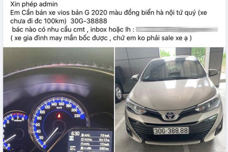 Trước đó, vào tháng 6/2020, cũng có một chiếc Toyota Vios mang biển số Hà Nội cũng bố trúng biển số "tứ quý 8". Ngay lập tức, nó được chủ nhân chào bán với mức giá tới 1,1 tỷ đồng.