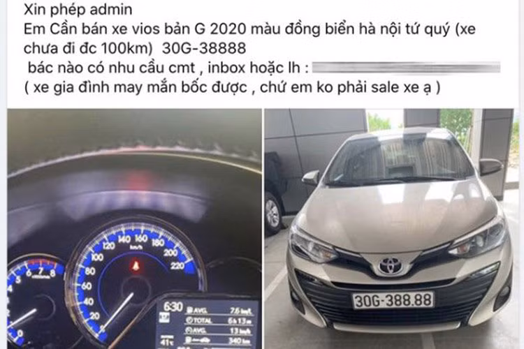 Trước đó, vào tháng 6/2020, cũng có một chiếc Toyota Vios mang biển số Hà Nội cũng bố trúng biển số "tứ quý 8". Ngay lập tức, nó được chủ nhân chào bán với mức giá tới 1,1 tỷ đồng.