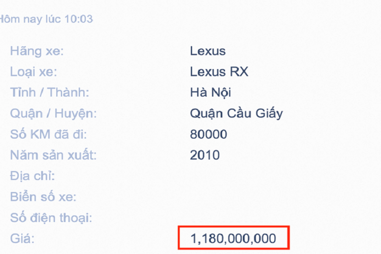 Nhìn chung, mức giá xe Lexus RX 10 năm tuổi này ngang tầm giá “đập hộp” và lăn bánh một chiếc Honda CR-V 1.5L có giá tham khảo khoảng 1,26 tỷ đồng.