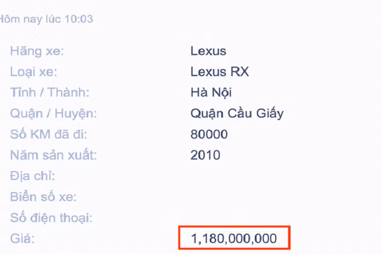 Nhìn chung, mức giá xe Lexus RX 10 năm tuổi này ngang tầm giá “đập hộp” và lăn bánh một chiếc Honda CR-V 1.5L có giá tham khảo khoảng 1,26 tỷ đồng.