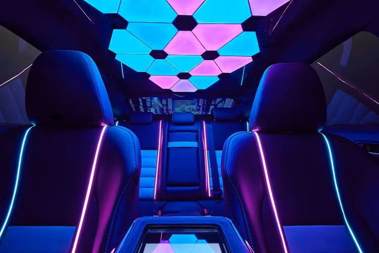 Không gian ghế phụ được thương hiệu xe sang Lexus biến thành một khu vực chơi game với màn hình cong và ghế ngồi có phản hồi xúc giác. Ngoài ra còn có bàn phím có thể thu vào và bộ điều khiển trò chơi in 3D được sản xuất duy nhất.