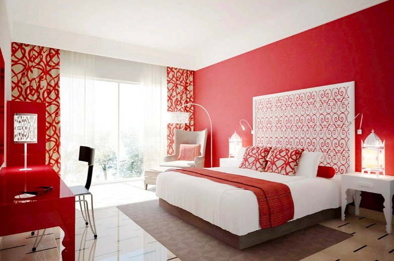 Bạn nên tránh sử dụng màu đỏ trong phòng ngủ vì màu sắc này có khả năng làm gián đoạn giấc ngủ, tạo ra sự phiền não, mệt mỏi; thậm chí có thể làm tăng huyết áp (Ảnh: Home designing). 