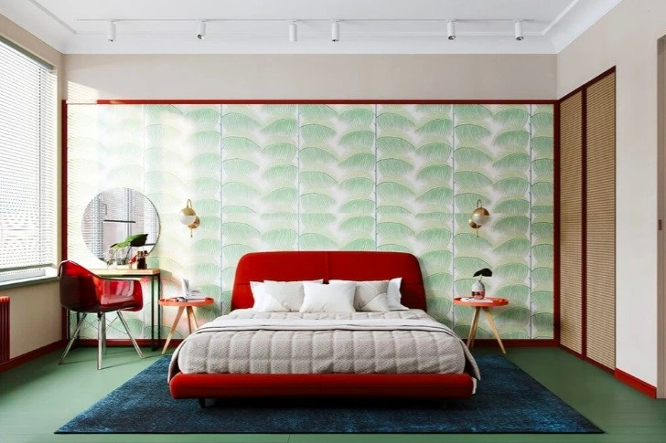 Bên cạnh đó, bạn không nên kết hợp quá nhiều màu sắc sặc sỡ, đặc biệt là những sắc màu có độ tương phản cao khi thiết kế phòng ngủ. Những thiết kế phức tạp hay kích cỡ hoa văn lớn, màu sắc tương phản cao có thể ảnh hưởng đến thị giác và khiến bạn khó ngủ (Ảnh: Home designing).