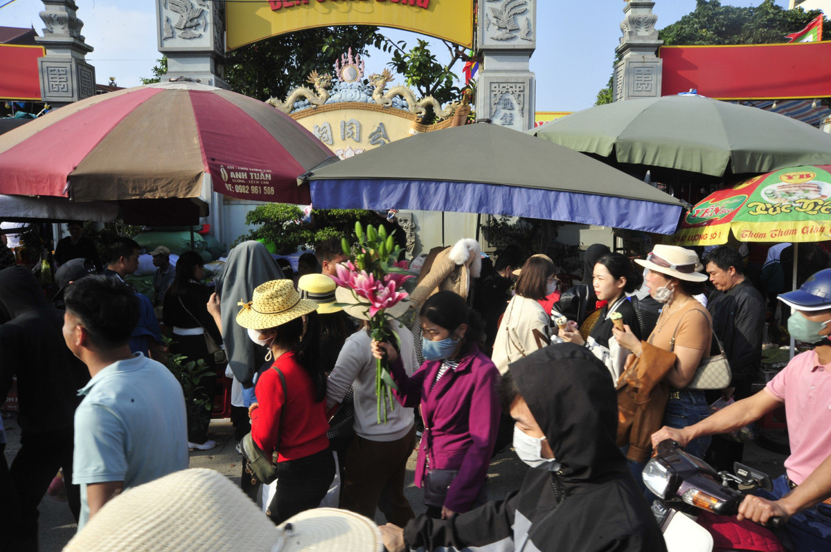 Dự kiến của UBND huyện Vụ Bản, năm nay chợ Viềng đón khoảng 30 vạn lượt người ghé thăm. Ghi nhận chiều 16/2, người dân đến chợ khá đông để mua sắm những sản phẩm nông cụ như dao, đó, cây cảnh, thịt bò để năm mới thêm nhiều may mắn, tài lộc. 