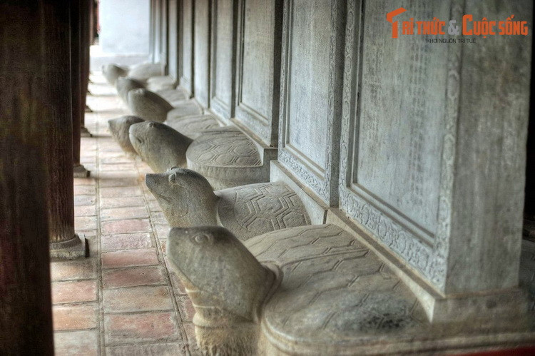 Các tấm bia đều được tạo bằng một loại đá xanh khai thác từ núi An Thạch, huyện Đông Sơn, tỉnh Thanh Hóa, kích thước không đều nhau cùng đặt trên lưng rùa. Trên mỗi tấm bia Tiến sĩ đều có khắc các bài văn bia (bài ký) bằng chữ Hán chứa đựng rất nhiều thông tin lịch sử.