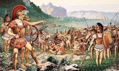 Vua Leonidas I dẫn theo 300 người lính Sparta tinh nhuệ nhất đến Thermopylae và Hy Lạp có 6.000 quân để đương đầu với khoảng 70.000-300.000 quân Ba Tư.
