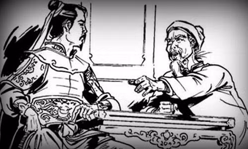 Tranh vẽ Nguyễn Thiếp hội ngộ vua Quang Trung. Ảnh tư liệu .