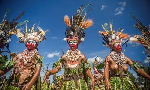 Các bộ tộc thổ dân ở Papua New Guinea thường khoác lên mình trang phục rực rỡ nhất. Theo đó, họ sử dụng lông chim thiên đường để trang trí mũ đội đầu, áo lễ, trang phục truyền thống. Loại lông chim rực rỡ này là biểu tượng của vẻ đẹp và sự quyến rũ.