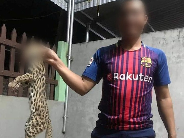 Nam thanh niên chia sẻ trên facebook cá nhân: "Đã lột được bộ da hàng hiếm, có anh em nào thích không nhượng lại cho". Bên cạnh đó người đàn ông không quên check in địa điểm chụp hình tại huyện Mê Linh, Hà Nội. Sau đó, cơ quan chức năng đã vào cuộc xác minh và xử lý.