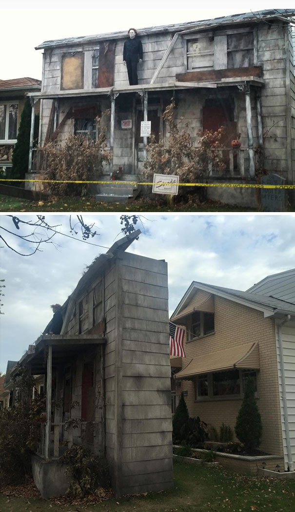 Chơi trội, xây dựng hẳn một công trình nhà ma ngay trước cửa nhà mình, chủ nhân ngôi nhà thực sự đầu tư cho Halloween.