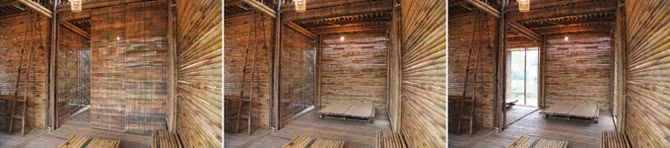 Mô hình đầu tiên của ngôi nhà bằng tre này đã được dựng từ năm 2013 và đặt trong một khu vườn của một gia đình ở Cổ Nhuế, Hà Nội. Nhà tre một trệt một lửng, có diện tích sàn 44m2.