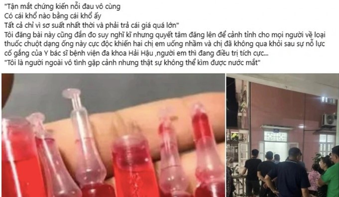 Hai chi em uong nham thuoc diet chuot, mot nguoi tu vong