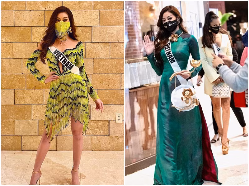 Khánh Vân lúc dịu dàng, kín đáo, khi gợi cảm, cá tính. Ngoài ra, chân dài sinh năm 1995 còn chiếm được thiện cảm của khán giả Việt bởi lựa chọn các mẫu trang phục quảng bá văn hóa du lịch Việt Nam như áo dài lấy cảm hứng từ hoa sen, ruộng bậc thang.