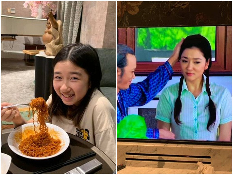 Nàng hoa hậu thi thoảng đăng tải hình ảnh con gái. Nguyễn Thị Huyền từng chia sẻ hình ảnh con gái xem phim cô đóng. "Đêm hôm ăn mỳ cay, uống sữa xem phim "Lâu đài tình ái" với con gái. Đến đoạn mẹ xuất hiện lần đầu, con gái cười sặc và nói: "Mẹ diễn con thấy không quen, nhất là hiền dịu, ngây thơ!". Con với chả cái”, cô viết.