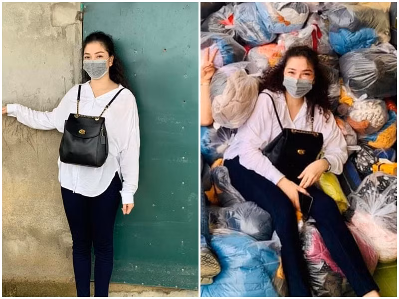 Năm ngoái, Nguyễn Thị Huyền kêu gọi giúp đỡ bà con ở vùng lũ. Sau đó, cô đích thân đi trao quà cho người dân.