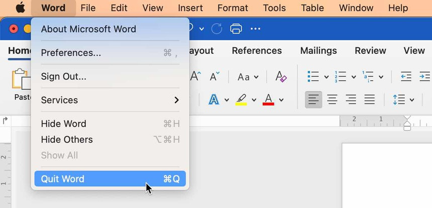 Tắt ứng dụng không cần thiết. Bạn nên tắt hoàn toàn ứng dụng khi đã làm việc xong, tránh để chúng chạy ngầm gây tốn pin. Nhấn tổ hợp phím Command + Q, hoặc nhấp vào tên ứng dụng trên menu bar rồi chọn Quit. Để xem ứng dụng nào tiêu hao pin nhiều nhất, hãy sử dụng tab Energy trong công cụ Activity Monitor, hoặc nhấn vào biểu tượng pin trên menu bar. Ảnh: Chụp màn hình.