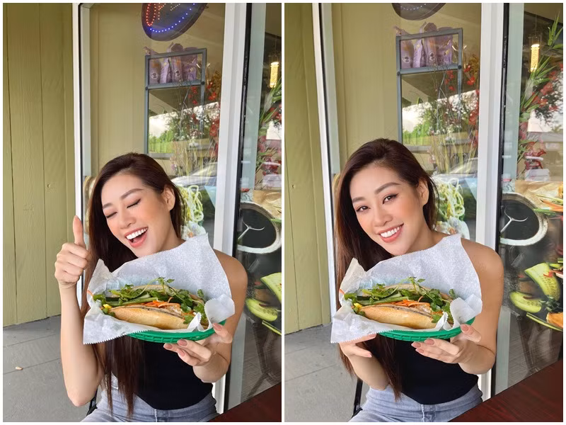 Chuan bi nhap cuoc, Khanh Van duoc moi livestream, khoe an banh mi Viet Nam