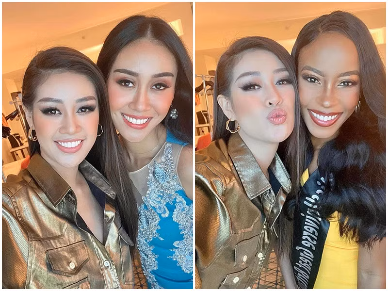 Hội bạn thân của Khánh Vân ở Hoa hậu Hoàn vũ Thế giới 2020 có Nova Stevens (Canada), Maria Thattil (Australia), Francisca Luhong James (Malaysia) và Jeanette Akua (Great Britain).