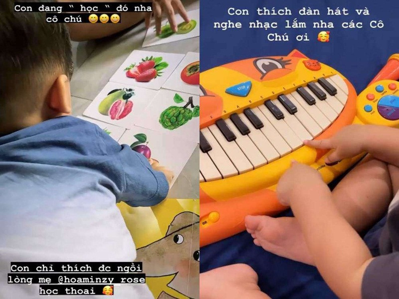 Hòa Minzy tiết lộ con trai thích ca hát, học chữ.