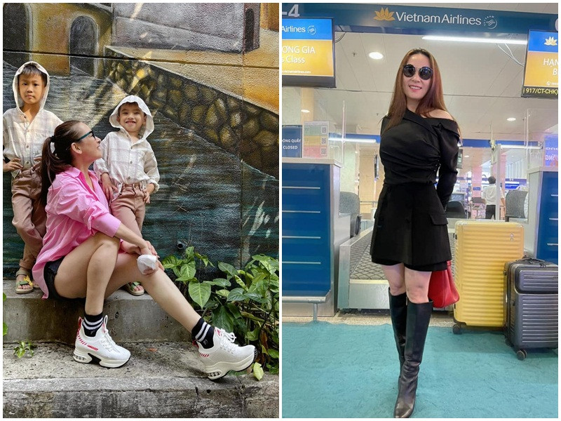 Nữ ca sĩ luôn rạng rỡ dù bận rộn với công việc và chăm sóc những người con nuôi còn nhỏ.