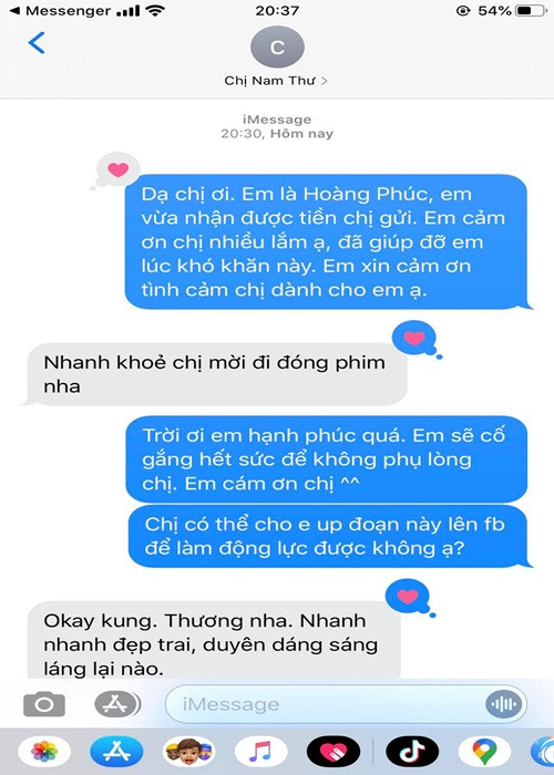 Khi biết hoàn cảnh của Hoàng Phúc, Nam Thư cùng một số nghệ sĩ đã chung tay quyên góp ủng hộ.
