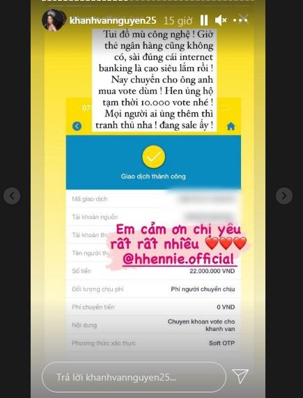 Ngoài người hâm mộ, H'hen Niê đã chi 22 triệu để mua bình chọn cho Khánh Vân ở Hoa hậu Hoàn vũ Thế giới 2020.