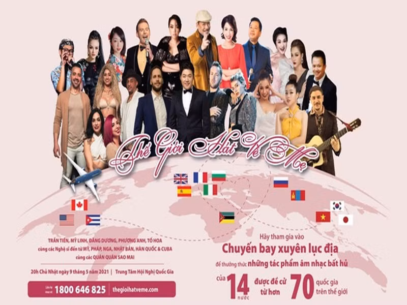 Đại nhạc hội trên do Trung tâm Xúc tiến thương mại và đầu tư Việt Nam (VITIP) dự kiến tổ chức vào 9/5 quy tụ nhiều nghệ sĩ nổi tiếng Việt Nam và quốc tế như: Nhạc sĩ Trần Tiến, ca sĩ Đăng Dương, Phương Anh Sao Mai cùng các ca sĩ quốc tế Kyo York (Mỹ), Park Sung Min (Hàn Quốc), Kateryna (Nga), Nhóm Living (Cuba), Guillaume (Pháp)... Vì COVID-19, chương trình bị hoãn. Khán giả đã mua vé có thể giữ vé, giá trị vẫn giữ nguyên hoặc gửi lại, ban tổ chức sẽ hoàn trả 100% giá trị tiền vé. Ảnh: An ninh thủ đô