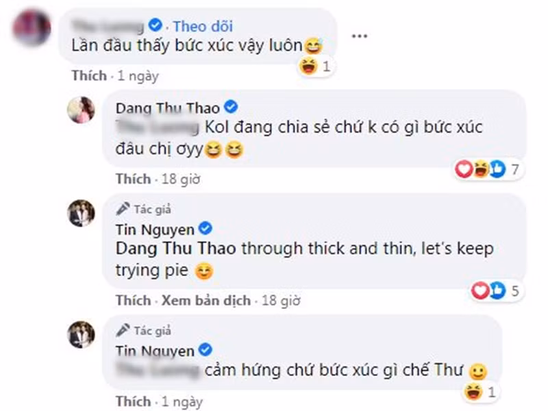 Bài đăng của chồng Thu Thảo nhanh chóng gây chú ý. Trước nghi vấn bức xúc hôn nhân, Trung Tín phủ nhận. Thu Thảo cũng có động thái tương tự. "Chia sẻ chứ không có gì bức xúc đâu chị ơi", nàng hoa hậu đáp lại một người chị.