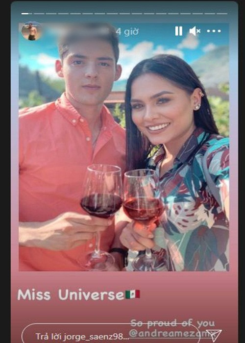 Mới đây, khi Andrea Meza đăng quang Hoa hậu Hoàn vũ Thế giới 2020, chàng trai J.S bày tỏ rằng anh rất tự hào về cô.