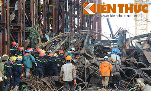 Khu vực hiện trường vụ sập giàn giáo ở dự án Formosa, Hà Tĩnh.