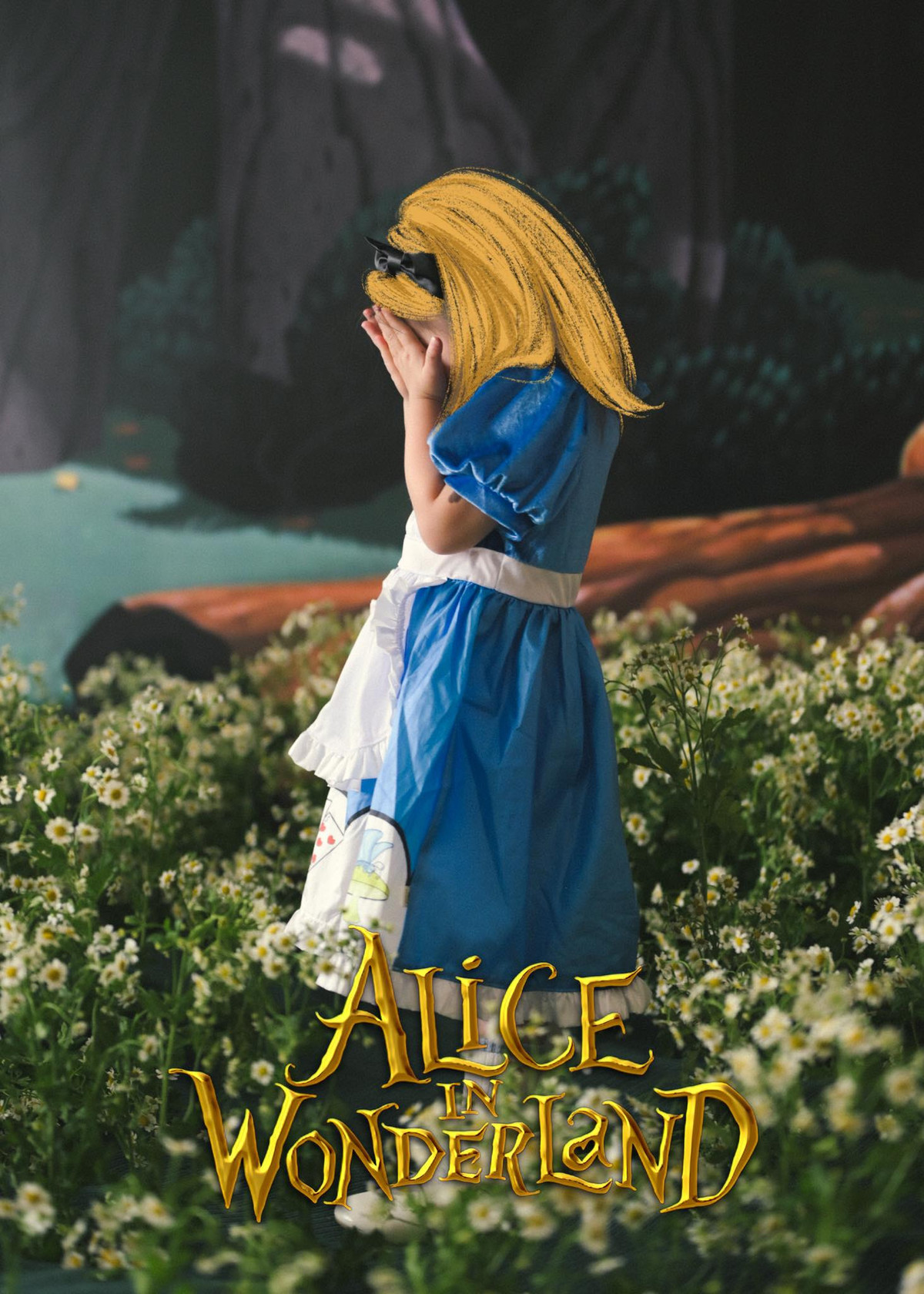 Salim chia sẻ về bộ ảnh này của bé Pam: "Alice Pam thì đi wonderland. Đây mới là outfit đi chơi halloween của em nè, chụp hình cực nhanh và sát ngày vì em được tặng bộ đồ xanh."