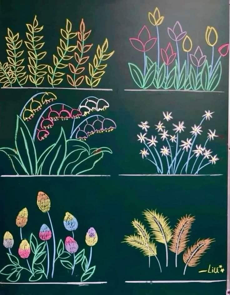 Chỉ bằng hộp phấn màu, rất nhiều hình ảnh đáng yêu được tạo nên.