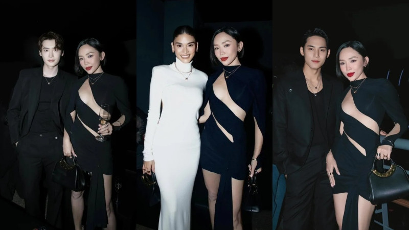 Tóc Tiên chọn váy cắt xẻ hiểm hóc, tôn vóc dáng lấn át các ngôi sao quốc tế khi đứng chung khung hình.