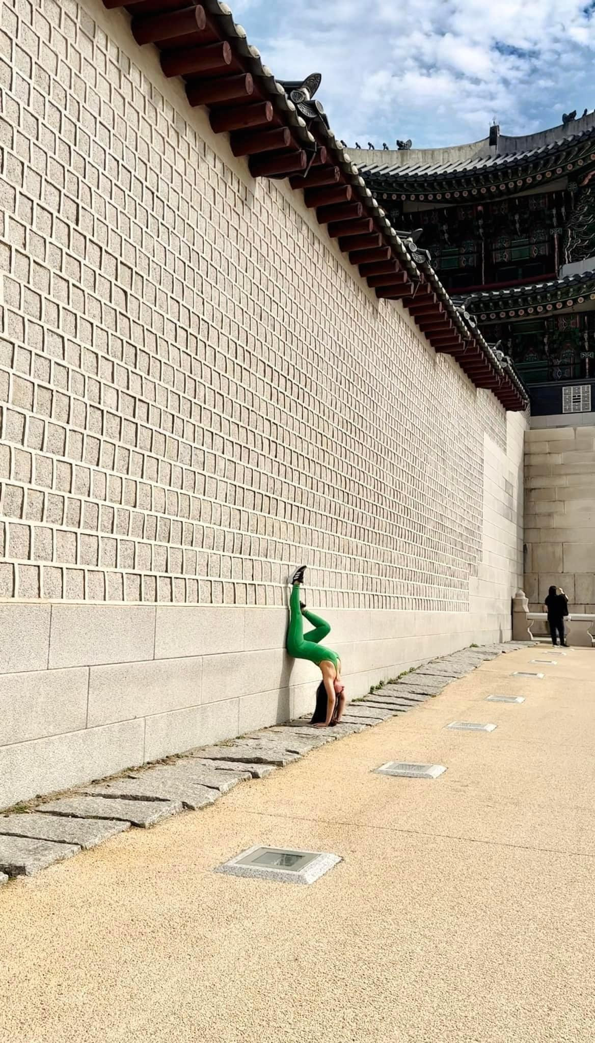 Cung điện Gyeongbokgung là cung điện nổi tiếng nhất và lớn nhất ở Hàn Quốc, được xây dựng vào năm 1395 ở phía Bắc Seoul với cái tên rất ý nghĩa là "Cung Cảnh Phúc". Ngày nay, nơi đây đã trở thành địa điểm tham quan nổi tiếng, thu hút du khách đến từ khắp nơi trên thế giới. Việc tạo dáng phản cảm trước một địa điểm tham quan lịch sử có ý nghĩa truyền thống của nữ du khách khiến nhiều người khó chịu.