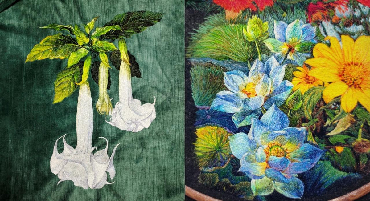 Nam thanh niên tìm hiểu, nhận thấy mình có năng khiếu hội họa nên mua dụng cụ về thêu thử. Càng tìm hiểu, Khiêm càng yêu thích nghệ thuật này nên quyết định nghỉ hẳn công việc văn phòng để theo đuổi đam mê.