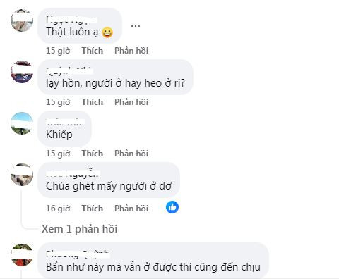Nhiều người đã bày tỏ cảm xúc phía dưới bài đăng: "Là Người hay động vật sống vậy? Ở trong phòng đó luôn á", "nhìn ảnh mà t buồn nôn luôn zậy trời", "mình cũng không phải người quá sạch sẽ nhưng chắc cũng chưa đến nỗi này".
