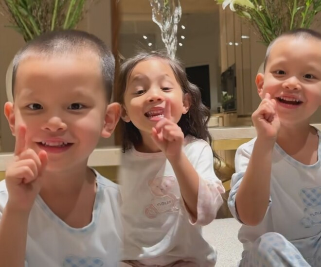 Đặc biệt, Hồ Ngọc Hà đã chia sẻ đoạn video Lisa và Leon bắt trend “nín” nhiều người không khỏi bật cười vì biểu cảm quá đáng yêu của 2 em bé.