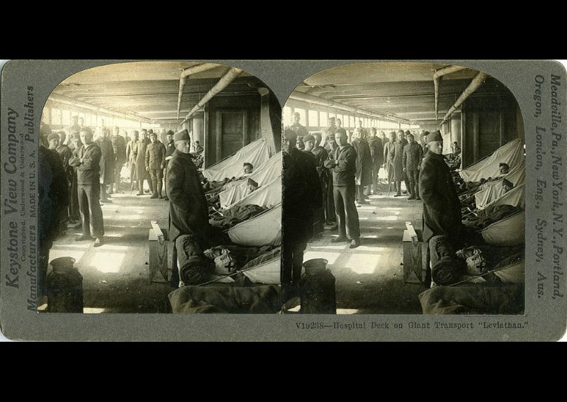 Khoang bệnh viện trong tàu vận tải khổng lồ Leviathan của Mỹ thời Thế chiến I. Ảnh: Library of Virginia.