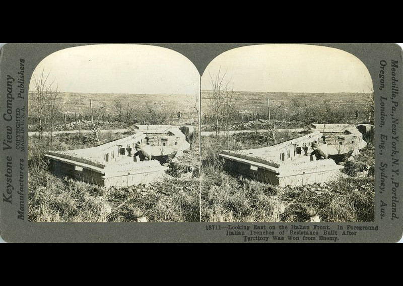 Chiến lũy do quân Italia dựng lên tại khu vực chiếm đóng được ở mặt trận Italia. Ảnh: Library of Virginia.