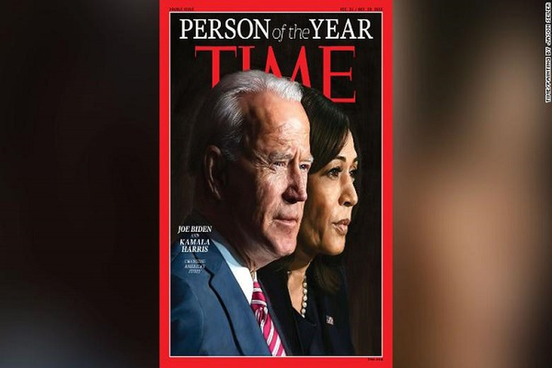 Bà Kamala Harris cùng ông Joe Biden đã được Tạp chí TIME vinh danh là Nhân vật của năm 2020. Ảnh: CNN.