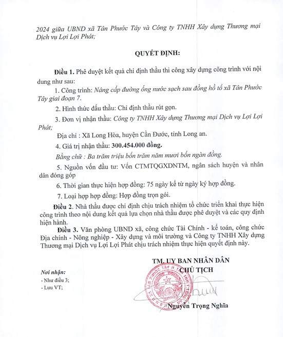 Long An: Lợi Lợi Phát được chỉ định 3 gói thầu tại Tân Phước Tây - Hình 2 Long An: Loi Loi Phat duoc chi dinh 3 goi thau tai Tan Phuoc Tay-Hinh-2