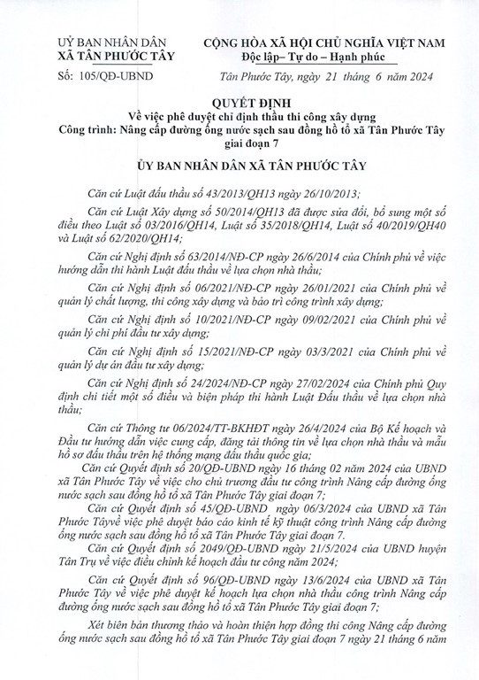 Long An: Lợi Lợi Phát được chỉ định 3 gói thầu tại Tân Phước Tây Long An: Loi Loi Phat duoc chi dinh 3 goi thau tai Tan Phuoc Tay