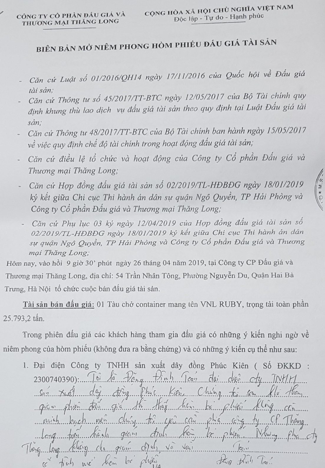 Dau gia tau Vinalines RUBY: 