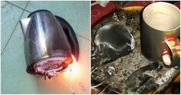 Sử dụng ấm siêu tốc để nấu thức ăn. Bạn hãy nhớ, ấm siêu tốc được sinh ra để đun nước chứ không phải luộc trứng, nấu canh... 